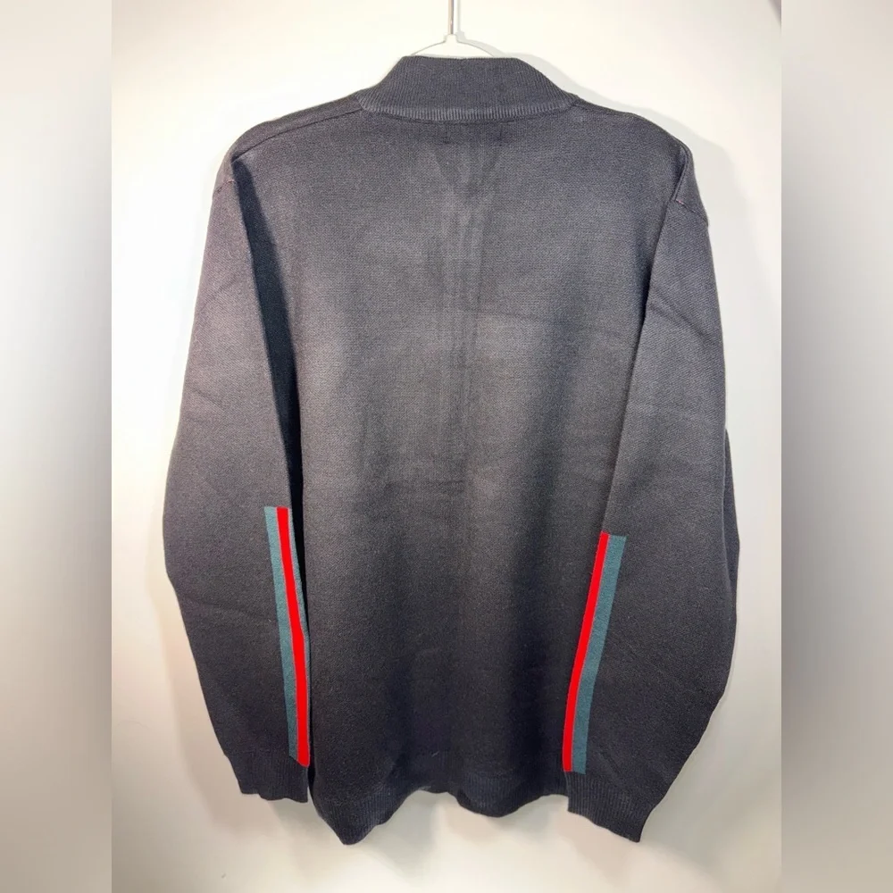 Designer Pazo Mens Black zip up Big/Tall Sweater with Stripes size 2xl NWT